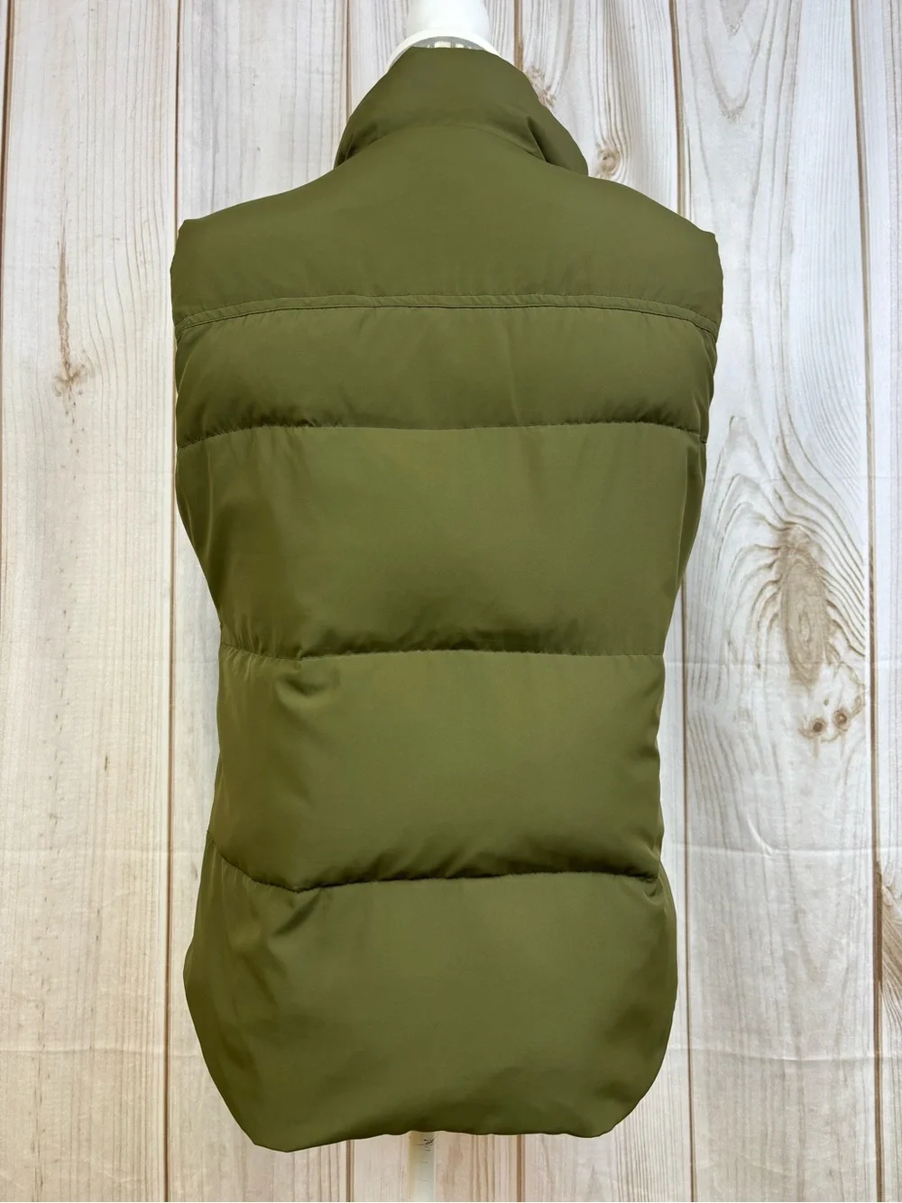 J. Crew Vintage Down Puffer Vest Toggle Rope Closures Preppy Cozy Green Sz Small